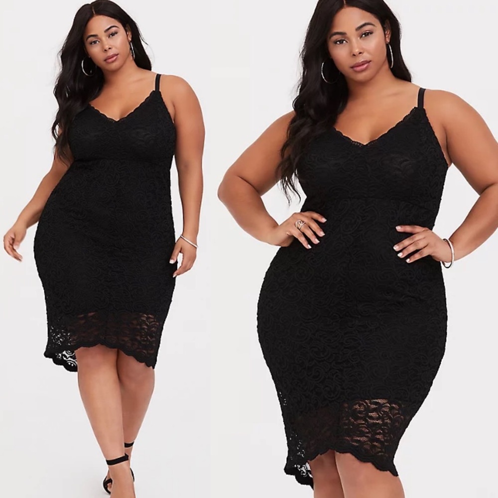 Torrid Black Lace Hi Lo Midi Dress Womens 2X